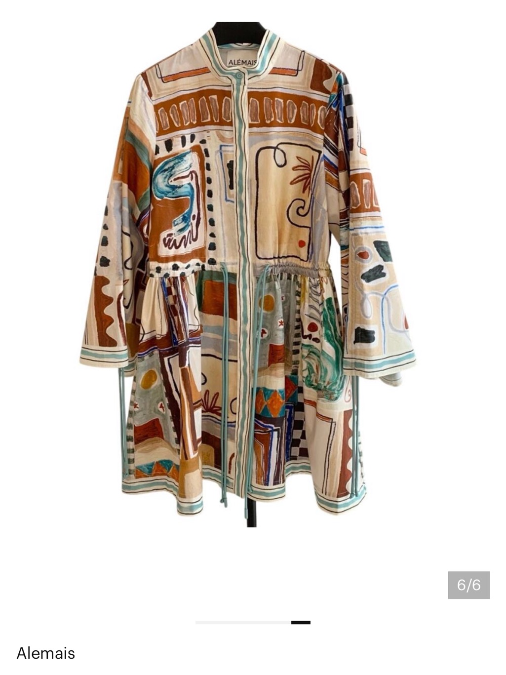 Alemais Multicolor Abstract Print Long Sleeve Drawstring Dress — image 4 of 4